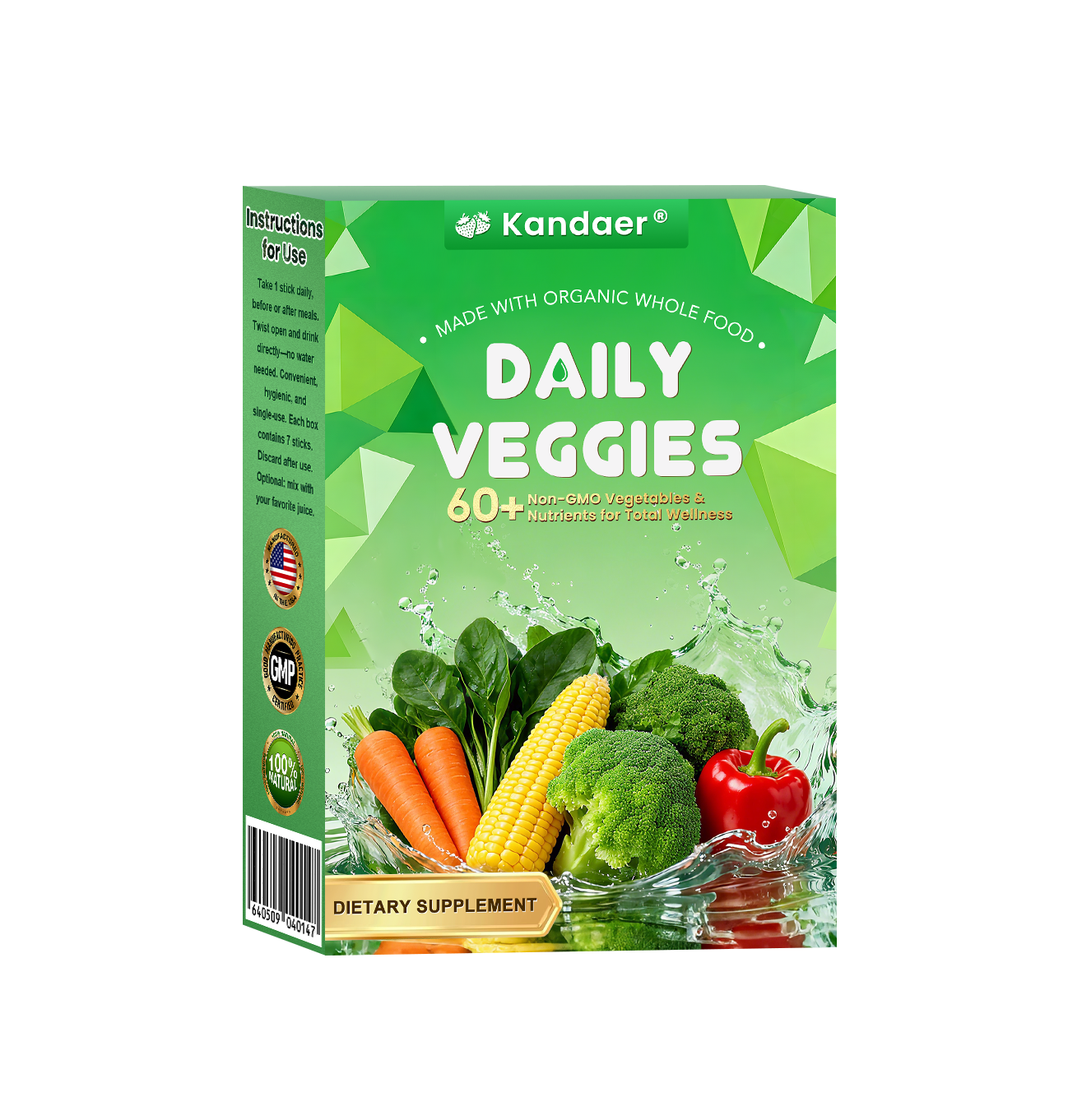 𝐊𝗮𝗻𝐝𝒂𝒆𝒓® 60+ Non-GMO Vegetables Oral Solution, made with organic whole-food superveggies for total wellness.
