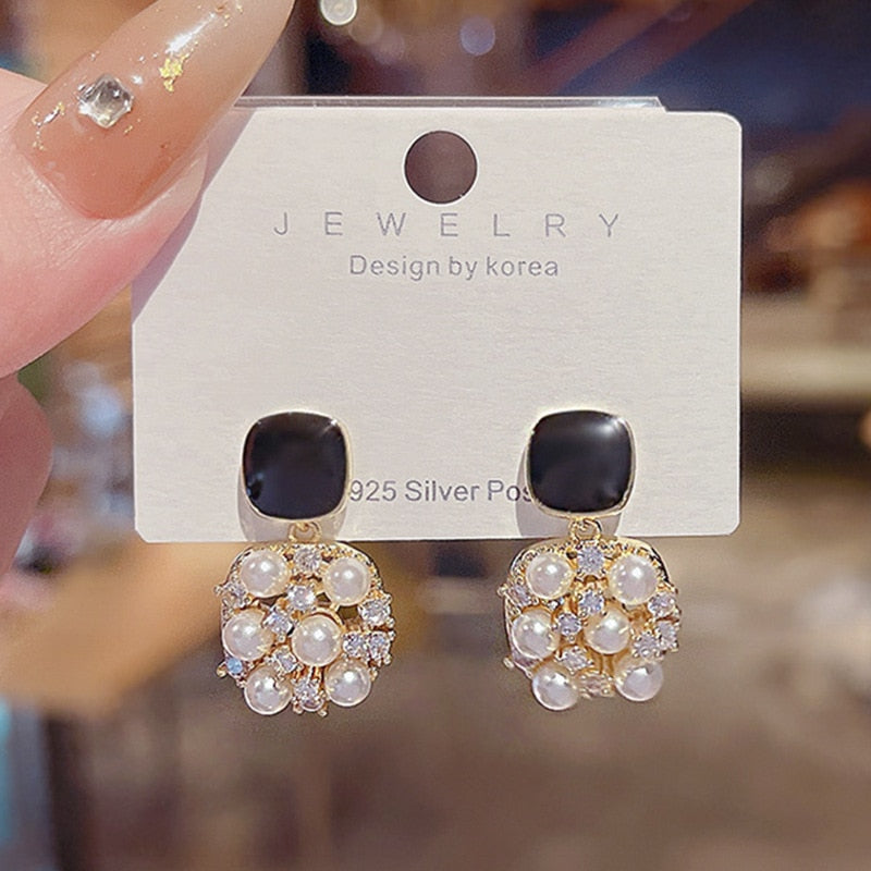 2025 Korean New Simple Temperament Circle Pearl Earrings Fashion Small Versatile Earrings  Jewelry